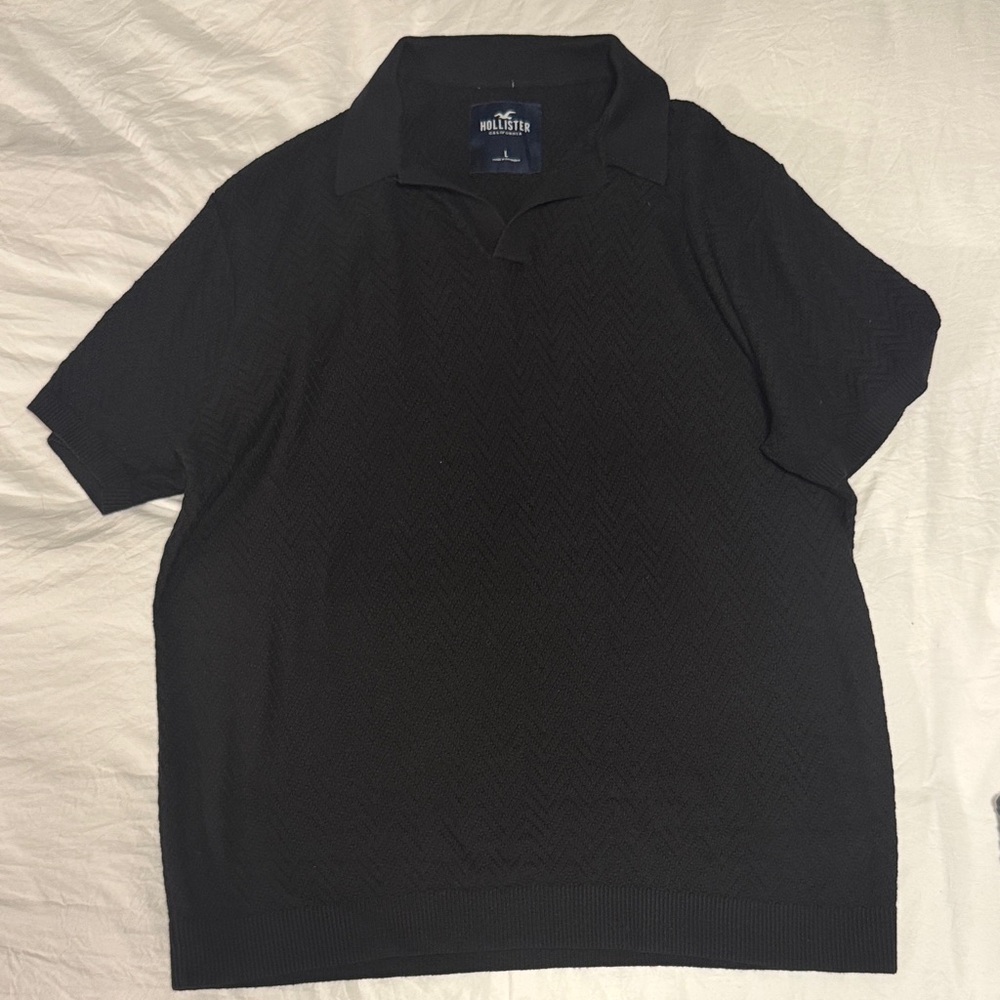 Hollister Men's Black Knitted Polo